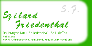 szilard friedenthal business card